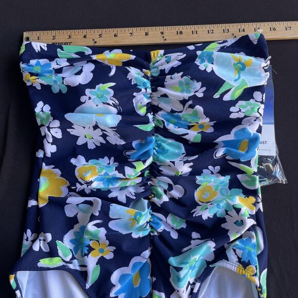 Gabar Swimsuit Womens 14 Navy Multi Floral Bandeau Chlorine Resist One Piece NWT - Picture 10 of 11
